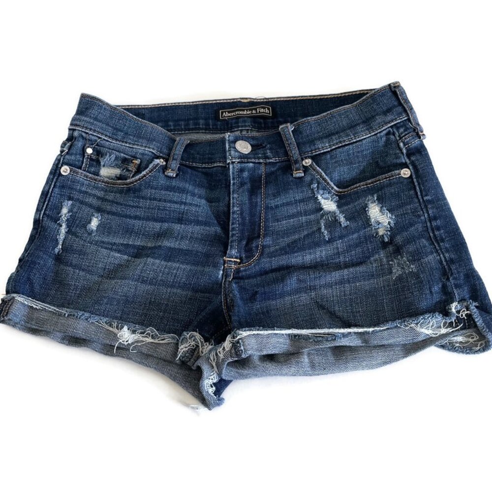 Abercrombie & Fitch Denim Jean Distressed Raw Hem Shorts, Women's Size 24/2